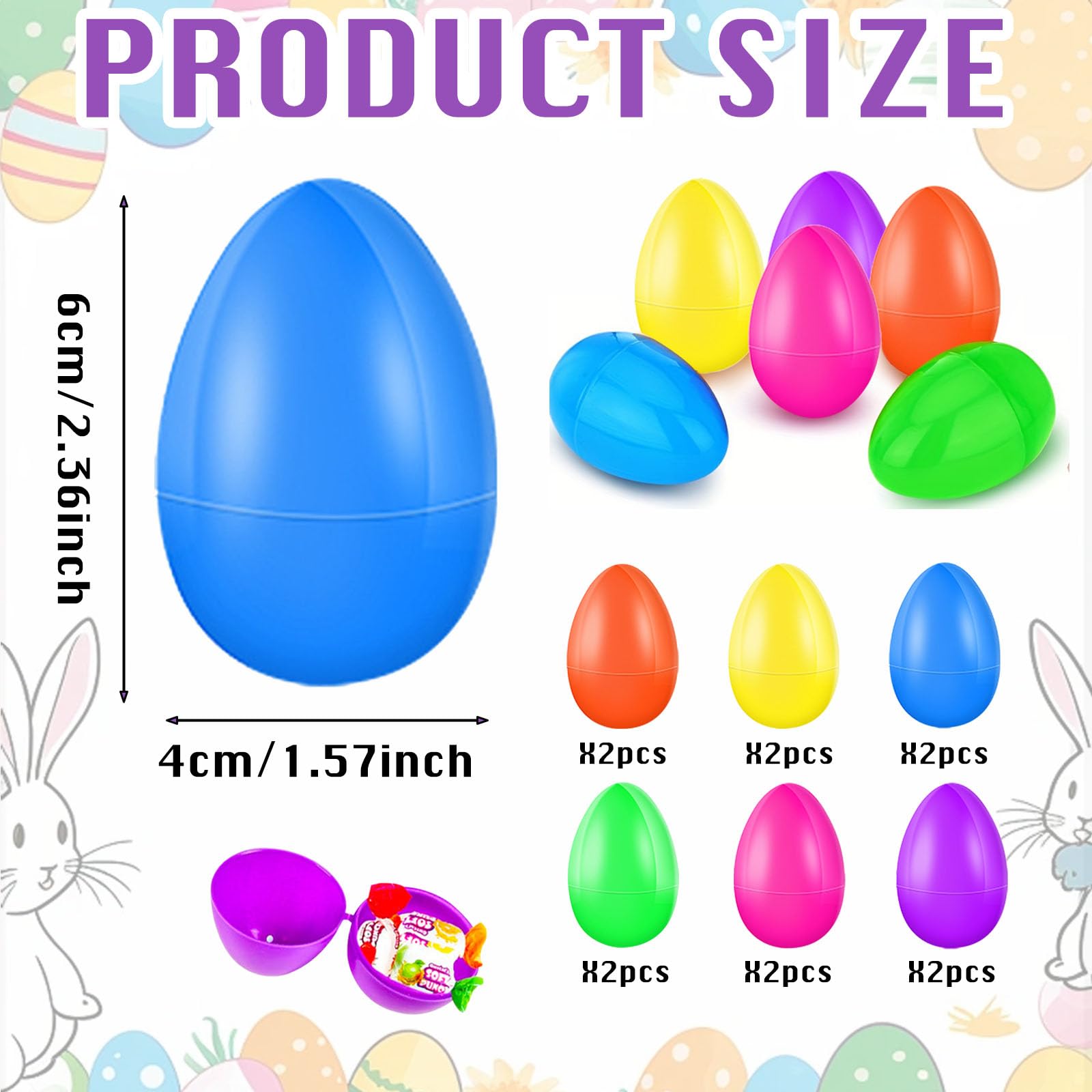 BSITSSS 12 PCS Colourful Easter Eggs, Fillable EasterEggs - Image 2