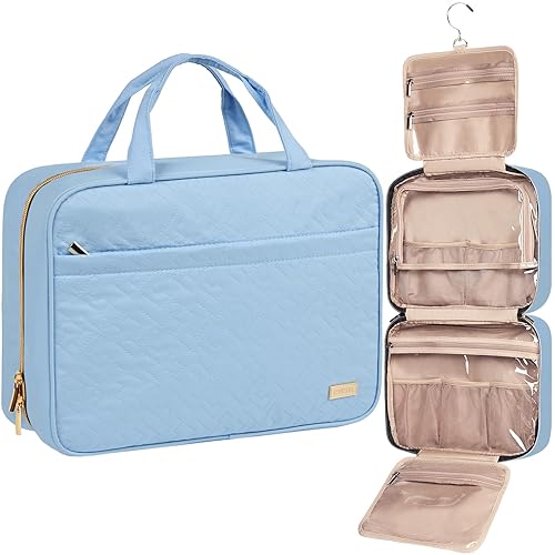 Miniatura 22 de NISHEL Neceser de viaje para mujer, organizador colgante y portátil para champú de tamaño de viaje, acondicionador, juego de cepillos y accesorios