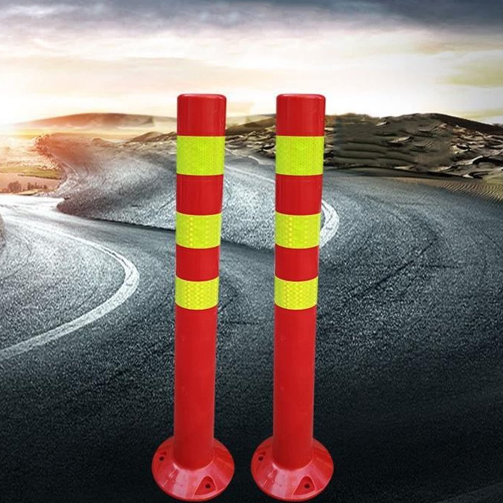 Poteau de Parking Barrière de Signalisation en Plastique Flexible avec Bandes Réfléchissantes