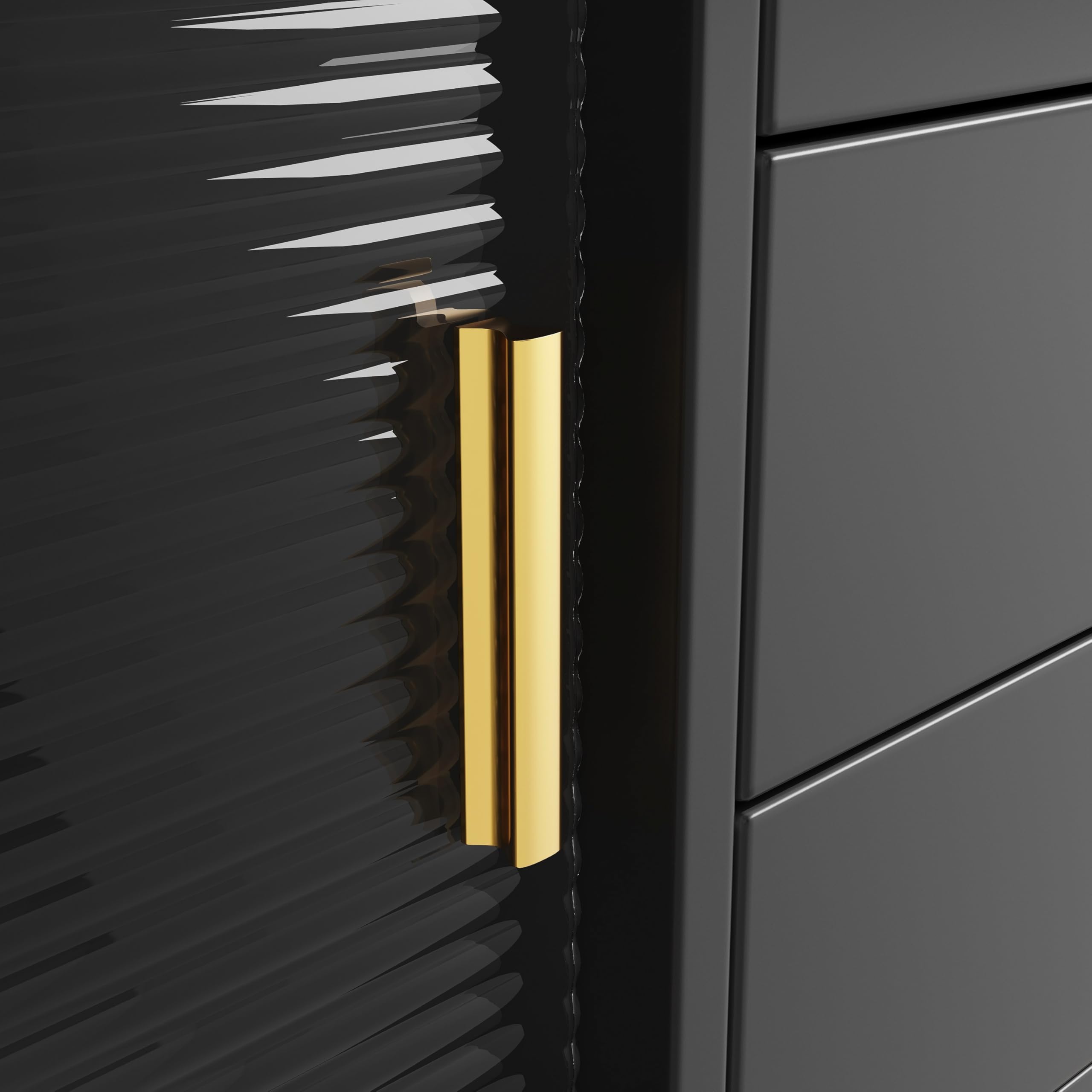 Hochschrank mit LED Beleuchtung & App-Steuerung, Küchenschrank oder Esszimmerschrank mit Schublade,Sideboard mit Aufbewahrungsregal mit Lochwand, 145x39x171cm, Schwarz