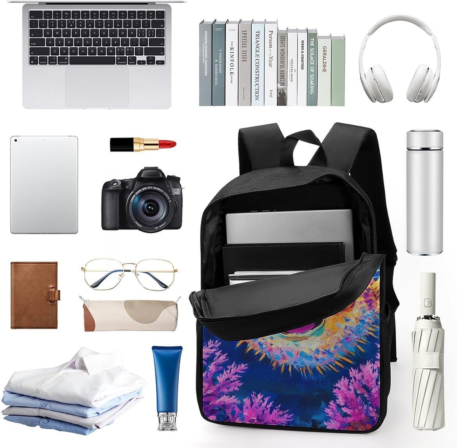 Funny Puffer Fish Unisex Backpack 17" Casual Daypacks Simple Shoulders Bag for Camping Hiking Travel Gear