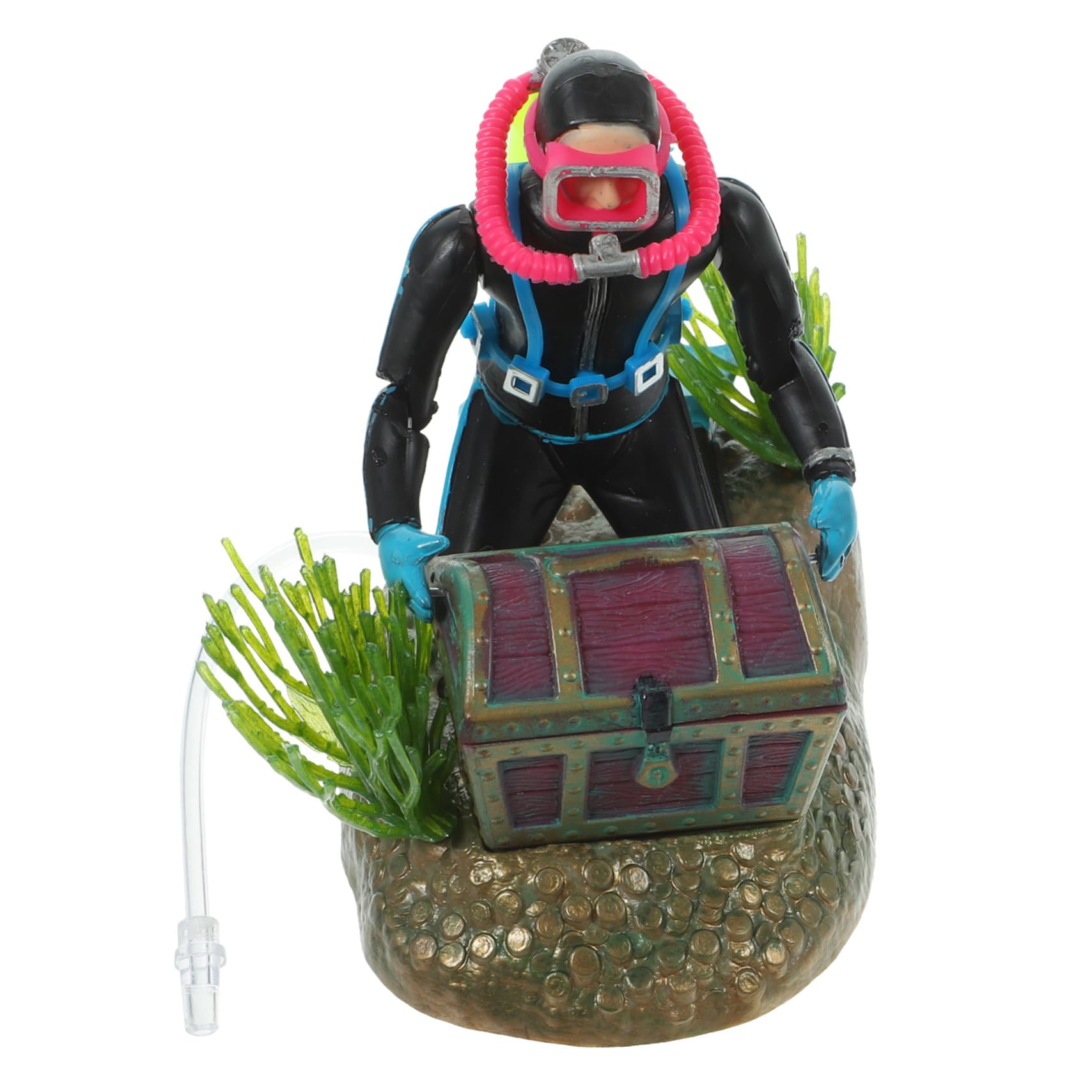 POPETPOP 2 Ensembles Fish Tank Treasure Chasse Grenouille Figurine D'aquarium Titulaire Décorations Remplisseur D'aquarium Ornement De Plongeur Flottant Ornement D'aquarium Usine Plastique