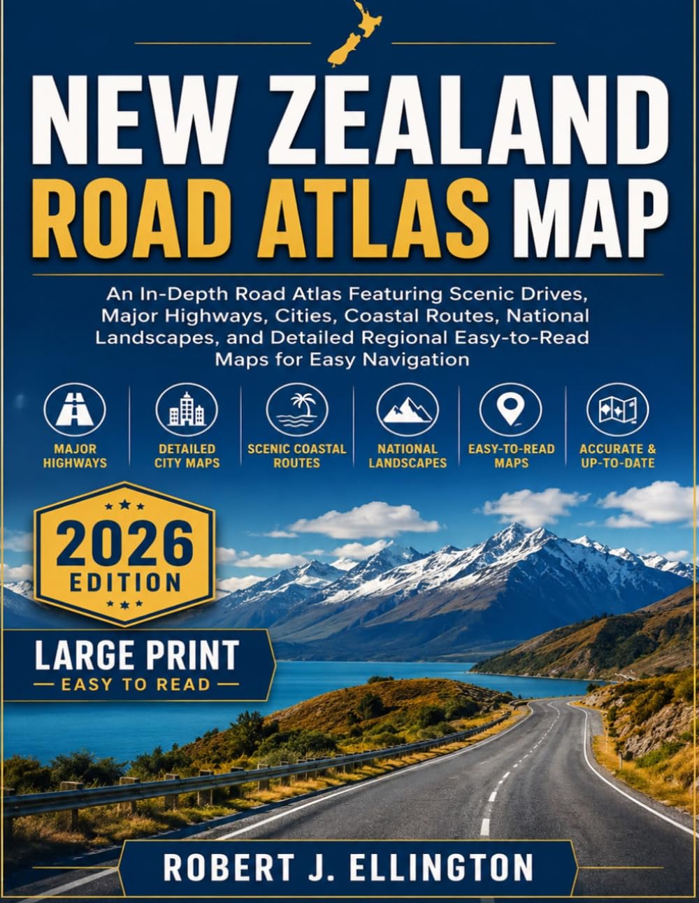 New Zealand Road Atlas Map: An In-Depth Road Atlas Featuring Scenic Drives, Major Highways, Cities, Coastal Routes, National Landscapes, and Detailed Regional Easy-to-Read Maps for Easy Navigation