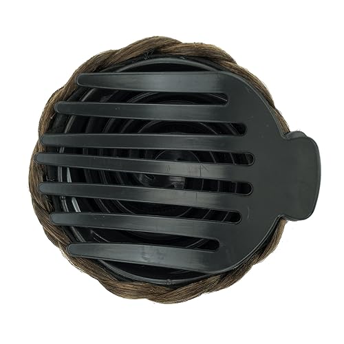 Miniatura 2 de IMISSU Trenzado Chignon Dancer Hair Donut Hairpieces Scrunchie Claw Hair Bun Updo para Boda Fiesta (M4 Mezcla Marrón)
