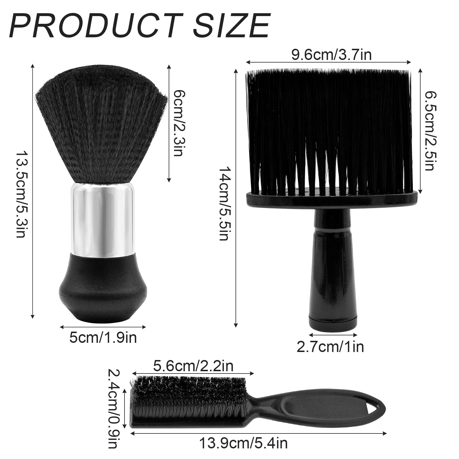 3 pennelli da parrucchiere, set di pennelli per il collo, per parrucchiere, per il collo, per capelli, per il barbiere, per la pulizia dei capelli, per la rimozione della polvere, colore nero