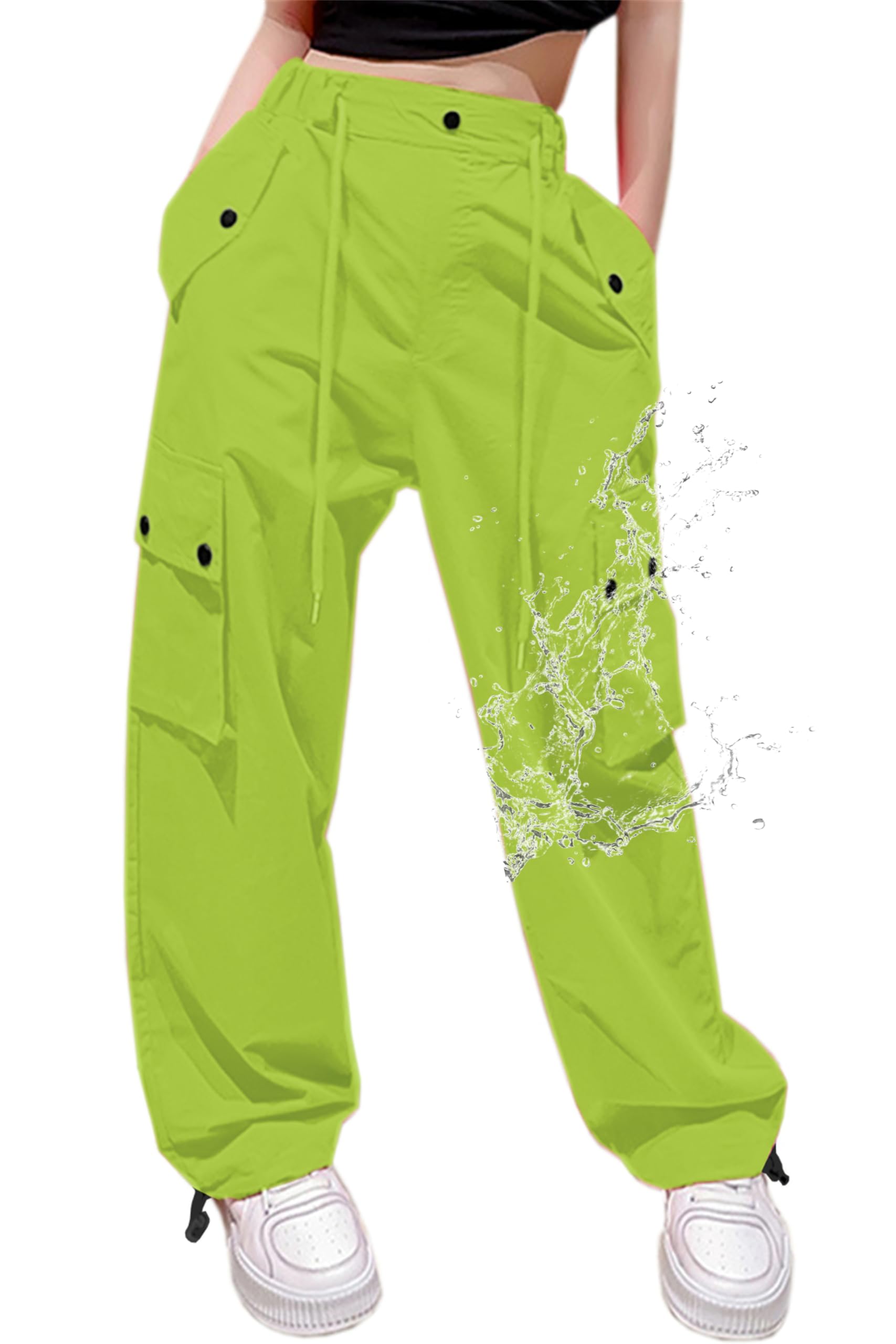 Cromoncent Girls &amp; Women Parachute Cargo Pants, 6Years-3XL