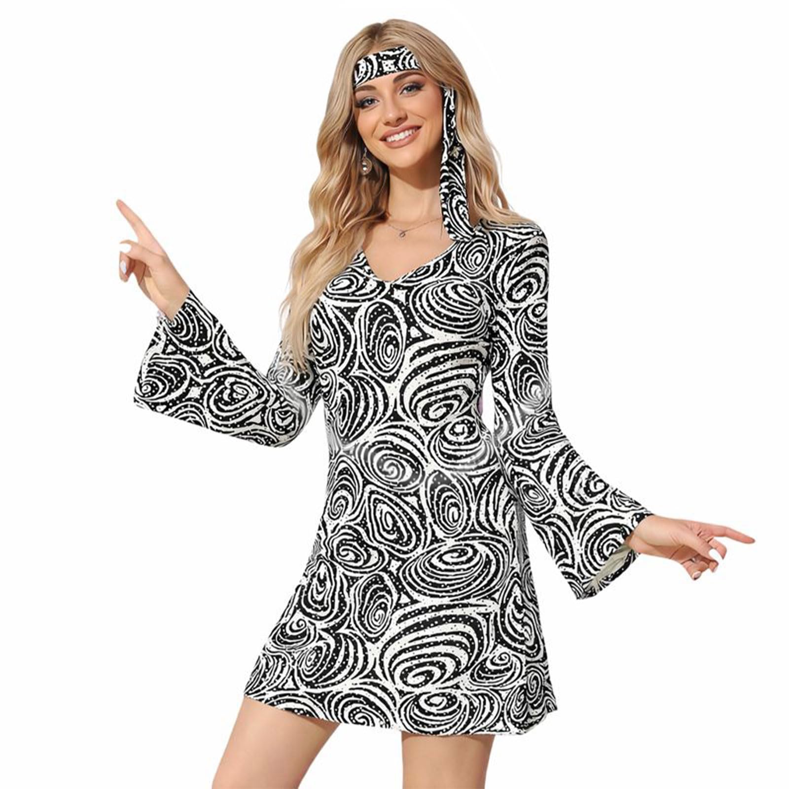 SSKHE MUNSKT Disco Costume Women's Set,60s 70s Dress Dancing Queen Fancy Dress Costumes,Disco Style Costume,Women's Disco Outfit Accessories for Carnival,Cosplay,Theme Party,Halloween (M)