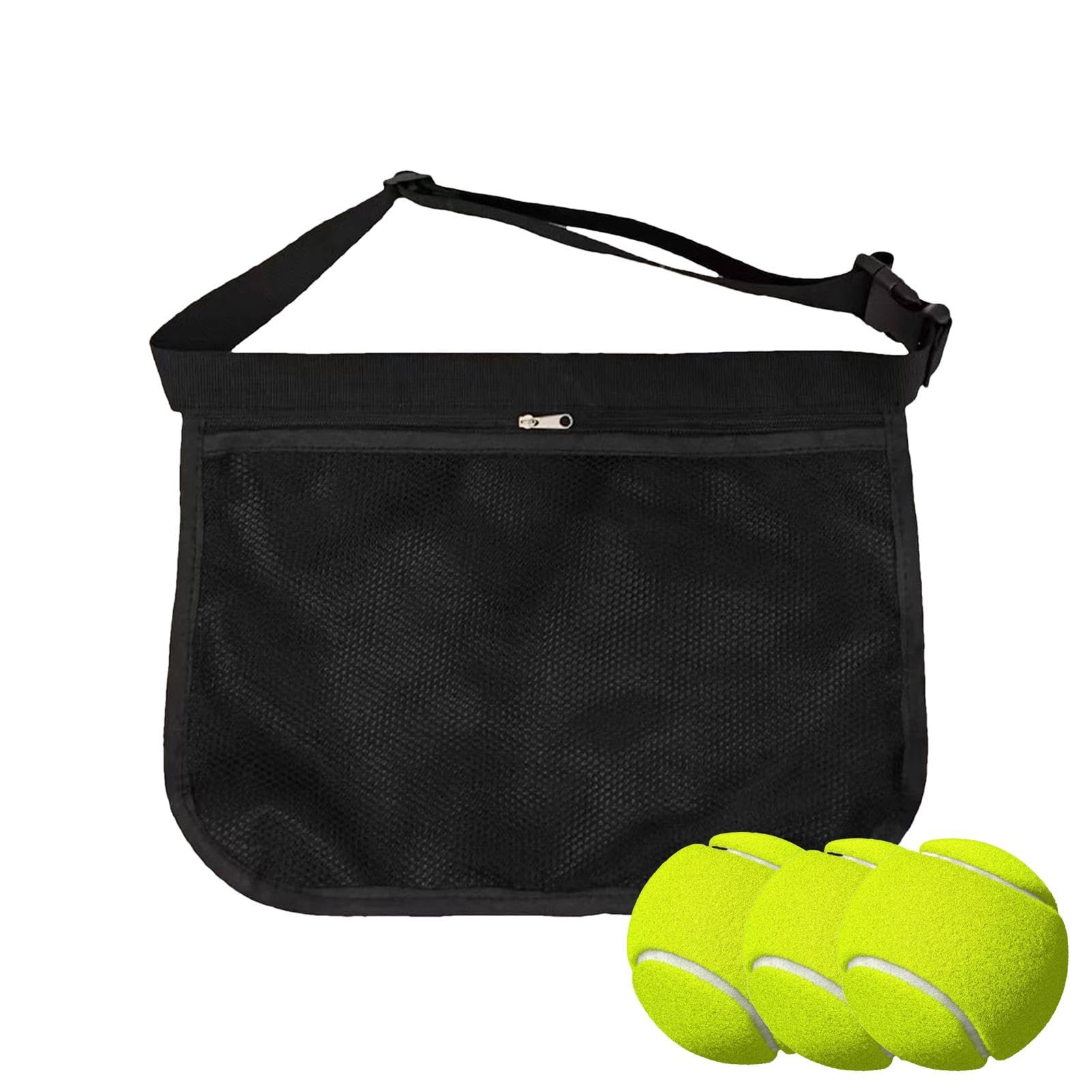 Sac Porte-Balle de Tennis, Sac de Transport pour Balle de Tennis - Support de Taille pour Porte-Balle de Tennis - Sac de Balle de Hanche de Taille en Maille réglable, Poche de Rangement de