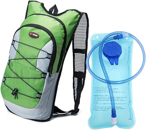 Miniatura 14 de Monvecle - Mochila de agua con vejiga para andar en bicicleta /Senderismo, escalar + 2L Bolsa de hidratación Cian con vejiga de agua de 2L,Negro con