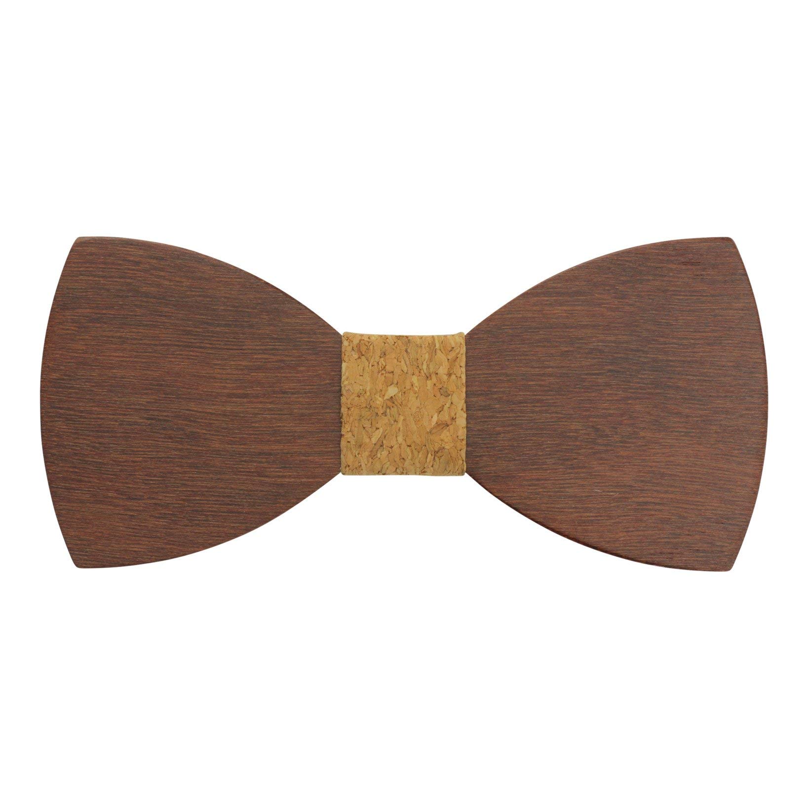 Large Round Red Sandalwood Bow Tie with Cork Centre - Adult Size