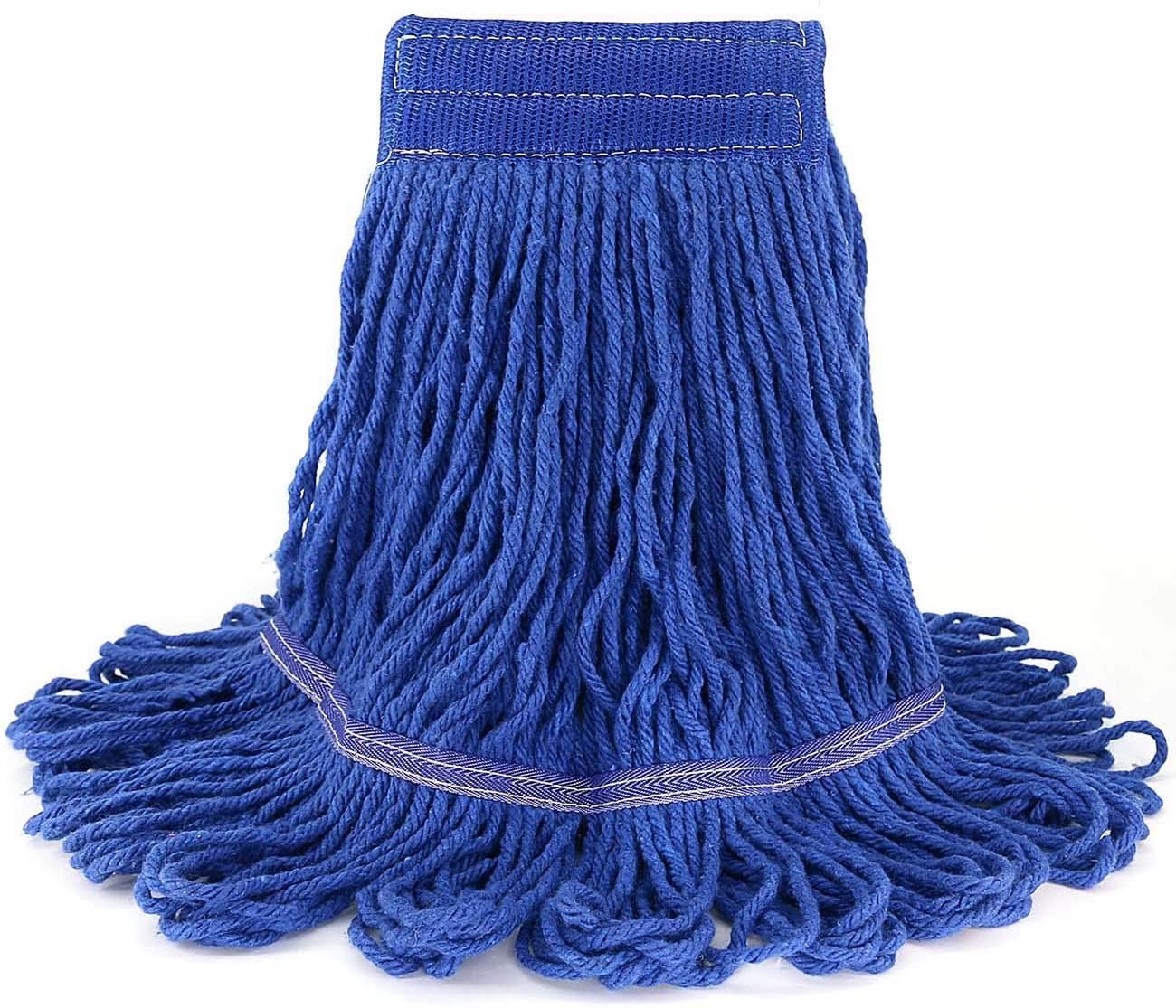 SYOSIOcedar Sponge Mop Refill Loop-End Cotton String Mop Head, Heavy Duty String Mop Refills, 6 Inch Headband, Mop Head Replacement for Home, Industrial and Commercial Use (Blue)