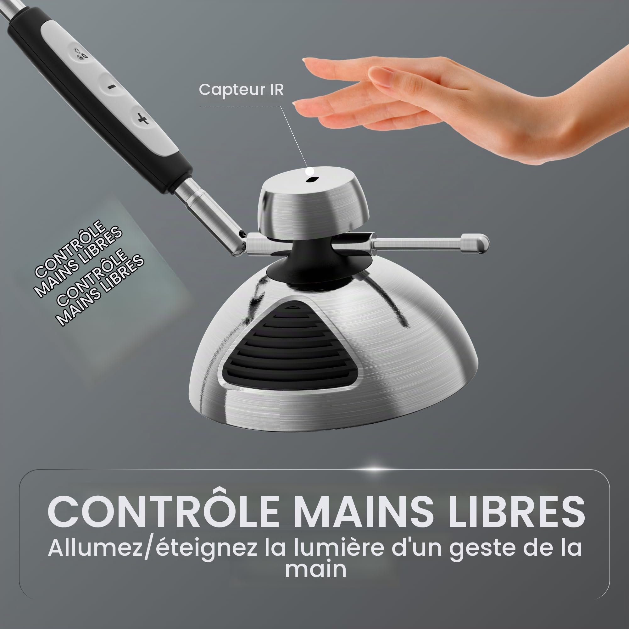 OTUS Lampe de Bureau LED avec Commande Gestuelle | Lampe de Table 12 Niveaux Luminosité, 3 Températures Couleur, Architecte Rétro avec Bras Articulé | Lumiere Bureau pour Lecture, Atelier