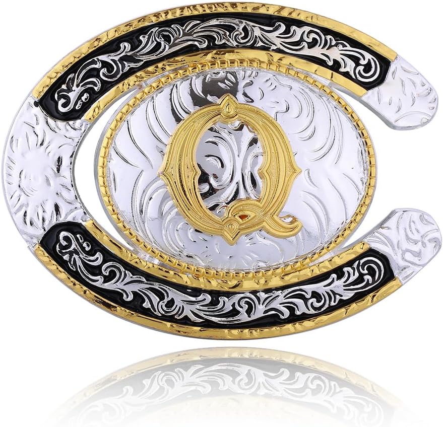 Btilasif Cowboy/Cowgirl Belt Buckle for Women Men Western Cowboy Initial Letters A-Z Belt Buckle Accessories