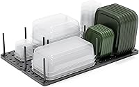 Vista 1 de Peggy Kitchen Drawer Cupboard Organizer Tray - Adjustable Storage System For Food Containers, Cookware, Serveware, Utensils and More, Grey