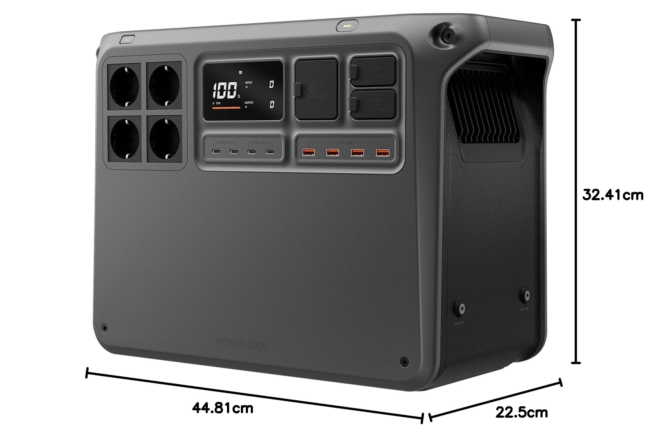 DJI Power 2000 Tragbare Powerstation 2048 Wh, 3000 W Solar Generator, LiFePO4 Akku, kompakte Größe, in 45 Min. von 0% auf 80% geladen, Notstromaggregat für Zuhause, Camping/Wohnmobile/Notstrom