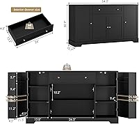 Vista 2 de HITHOS 54" Buffet Cabinet with Storage, Modern Kitchen Buffet Sideboard with Drawer, Wood Coffee Bar with Adjustable Shelves, Kitchen Storage