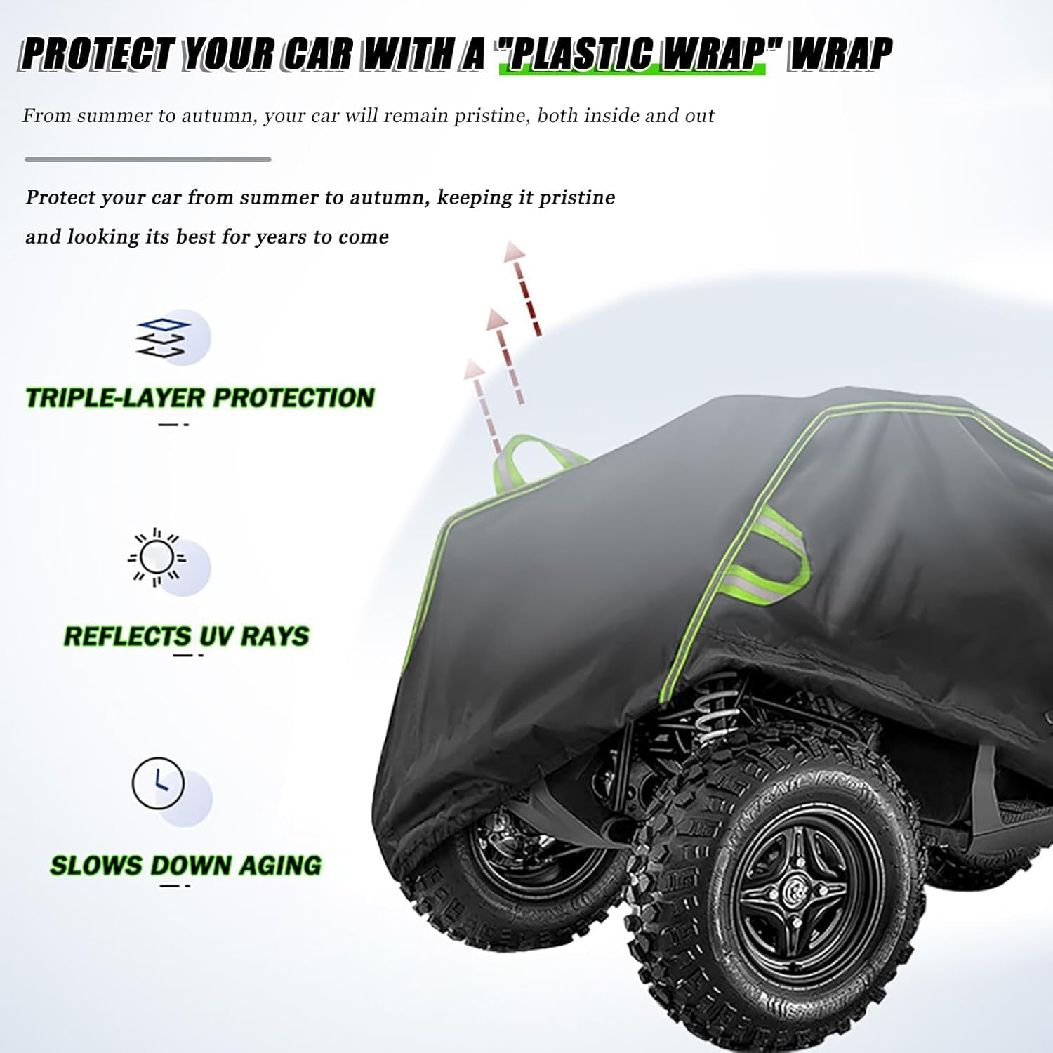 Cubierta de ATV para ODES PATHCROSS 650 2018-2023 2024 2025 2026+, Oxford Cubierta Protectora Exterior con Banda Reflectante All Weather Antiviento UV,A/Green