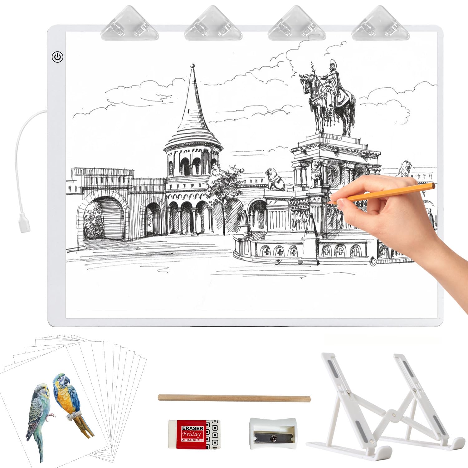 Table Lumineuse A3 – 42x32 Cm – Éclairage LED Réglable – Ultra Fine – Idéale Dessin, Décalquage, Diamant Painting – Support Inclus