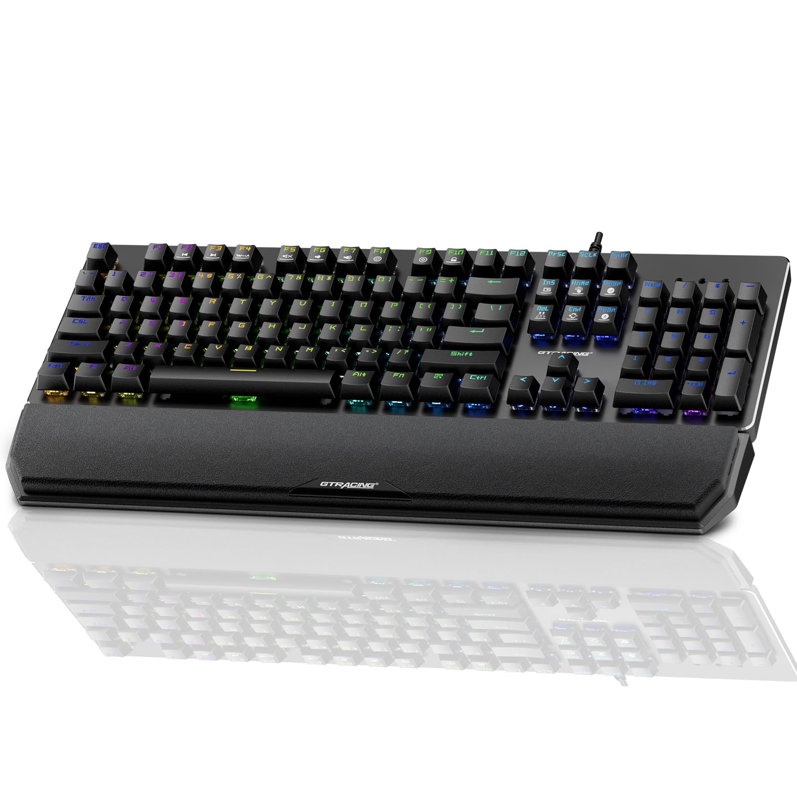 GTRACING Mechanical Gaming Keyboard with Wrist Rest, RGB Lighting, Tactile Mechanical Switches, Programmable Macro Keys
