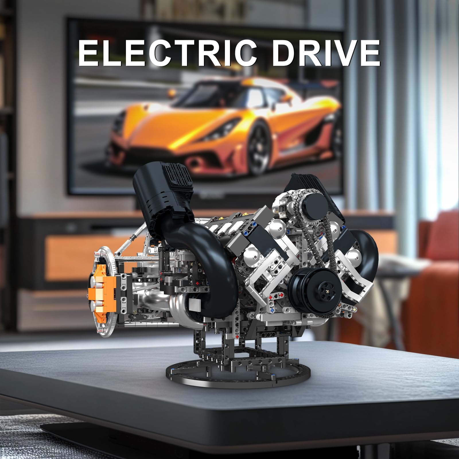 Mould King 10248 Techniczny Silnik V8 – Zestaw klocków konstrukcyjnych 3192 elementy, Model statyczny Twin Turbo, Edukacyjny zestaw STEM dla młodzieży i dorosłych (14+)