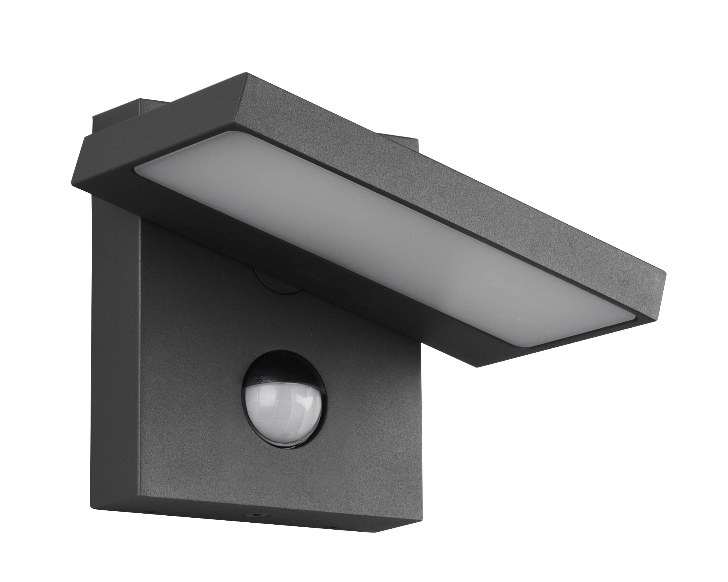 Trio Leuchten Charcoal Horton 226360142 Led Outdoor Wall Light Die-Cast Aluminium Anthracite Includes 8 Watt Led With Motion Sensor