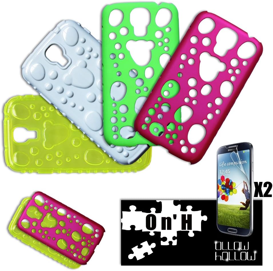 Ollow Hollow(TM) bundle of waterdrop designed 2 in 1 covers, ABS and transparency clear TPU protective case for SAMSUNG Galaxy S4 i9500, , 4 items in pack with free gift , green hot pink