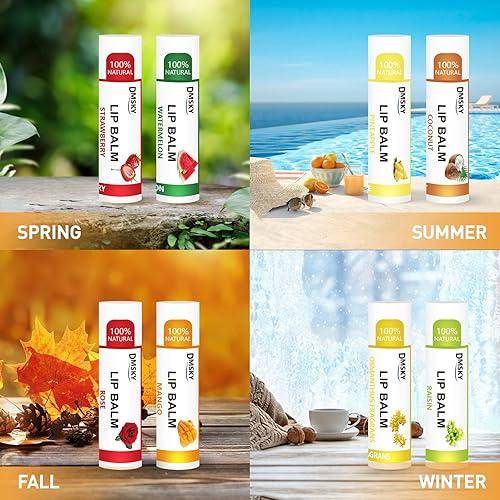 Miniatura 3 de DMSKY Paquete de 108 bálsamos labiales con vitamina E a granel con aceite de coco, 12 sabores, ingredientes 100% naturales, tratamiento hidratante