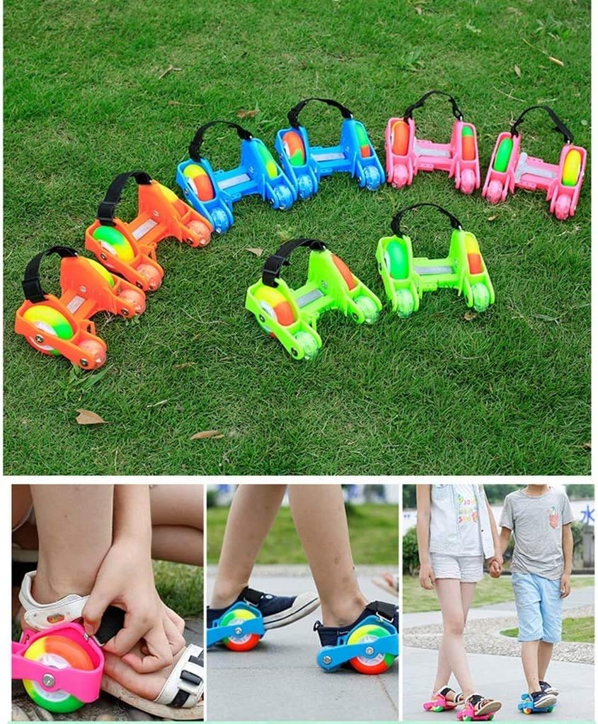 Durable Roller Skates, Skating Shoes，Adjustable Strap Flashing Wheels Shoe，Sports Entertainment Toys for Children Over 6 Years Old,Orange