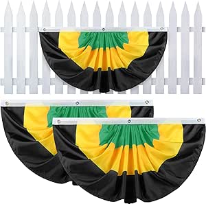 Tingjoo 3 Pcs Jamaica Independence Day Bunting Fan Flag 1.5