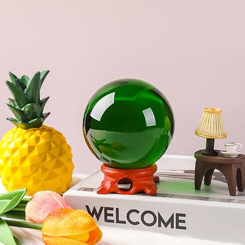 Miniatura 10 de Modaier Bola de cristal de 2.362in con soporte de madera y caja de regalo para magia, fotografía de lente, decoración familiar, adivino, Feng Shui,
