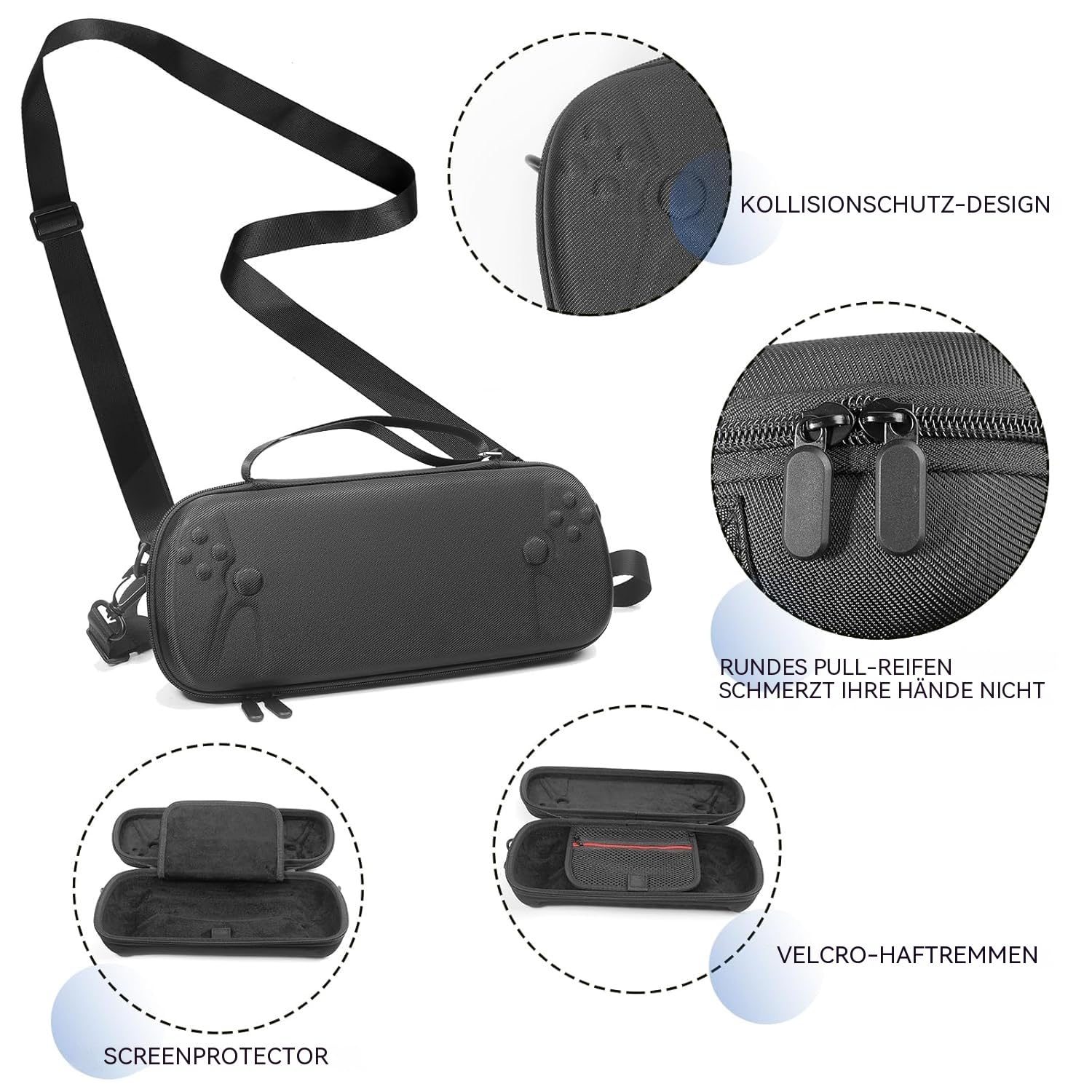 14 in 1 Tasche für PlayStation Portal, mit 2 Displayschutzfolien und Schutzhülle, Reise- und Aufbewahrungstasche, Ergonomischer Schultergurt für PS5 Portal Zubehör