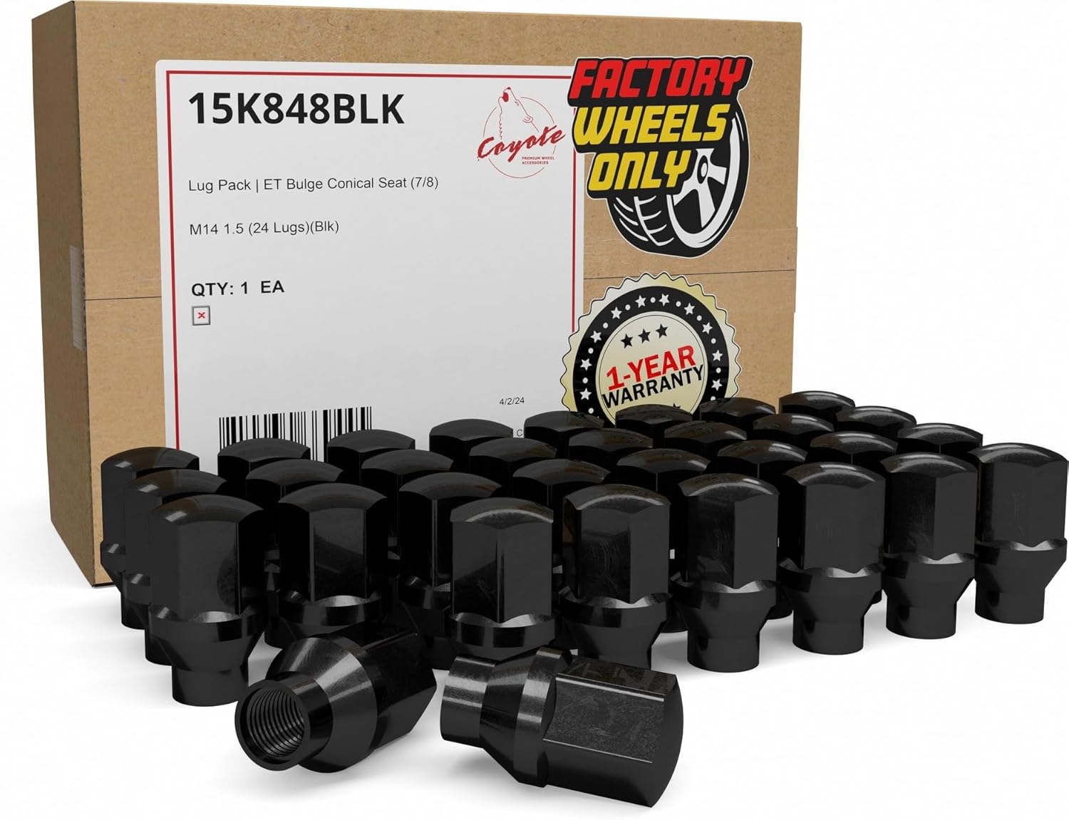 Wheel Accessories Parts 32 Pcs M14x1.5 14x1.5 Thread ET OEM Style Lug Nuts 1.77" Long Black 7/8" 22mm Hex Fits Chevy GMC Silverado Sierra 2500 3500 ｜ Ram 2500 3500 ｜ 6509422AA ｜ 611-330