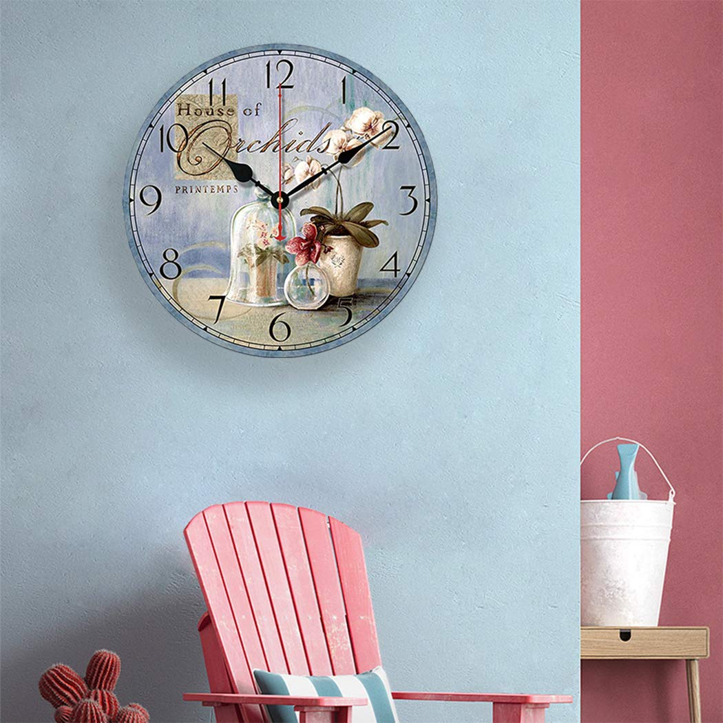 Orologio Da Parete Silenzioso SWHONG 30,5 Cm Con Decorazione Phalaenopsis – Moderno, A Batteria, Per Soggiorno E Cucina