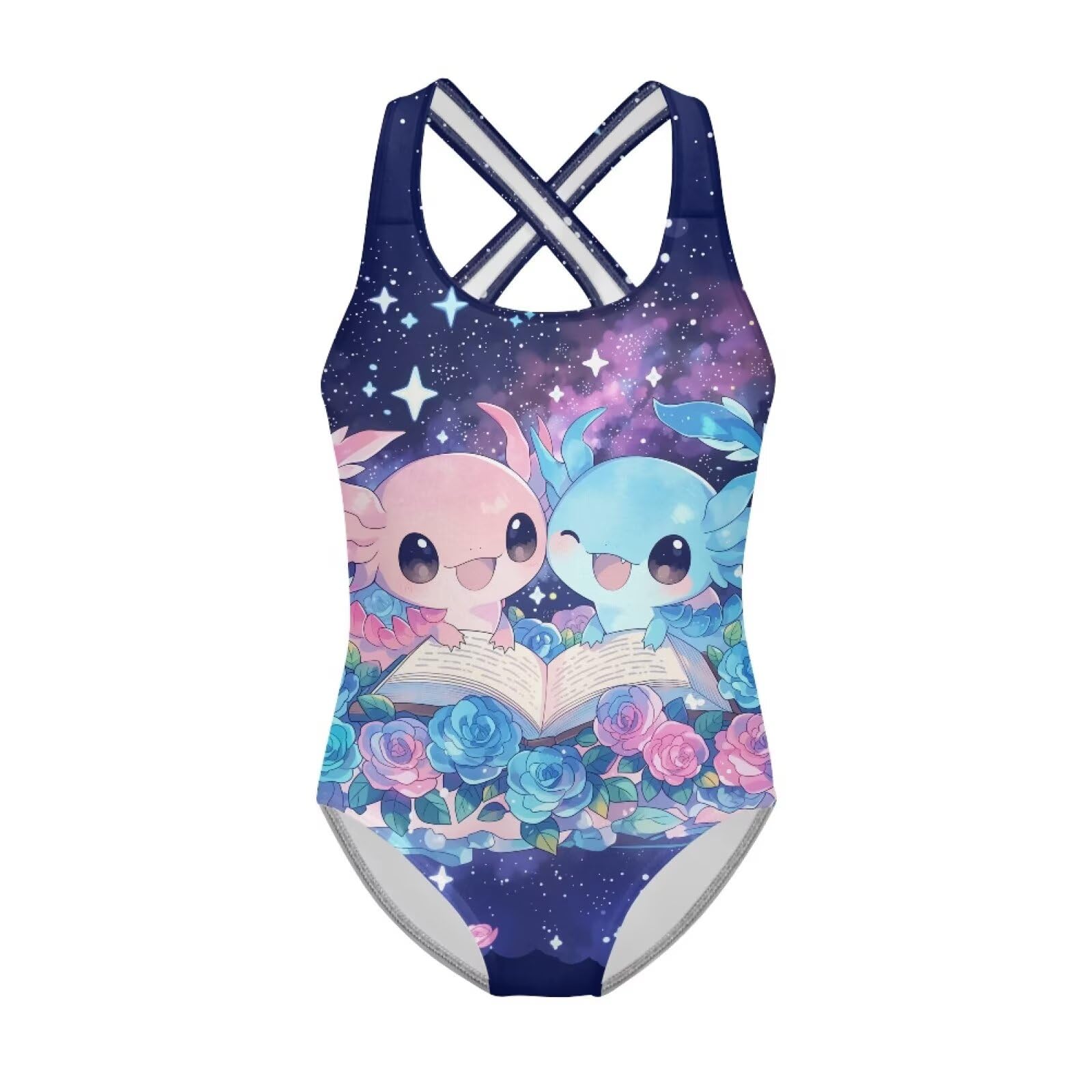 Girls Swimsuit Criss Cross Back 1-Piece Summer Beach Swiwmear