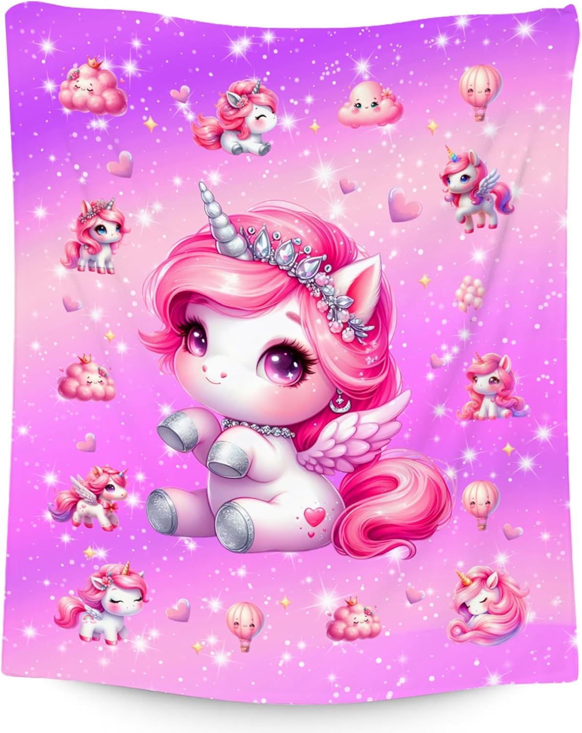 Unicorn Blanket for Girls - Kids Blankets Gift - 50x60 Inches Soft Flannel Throw for Couch, Sofa Bed