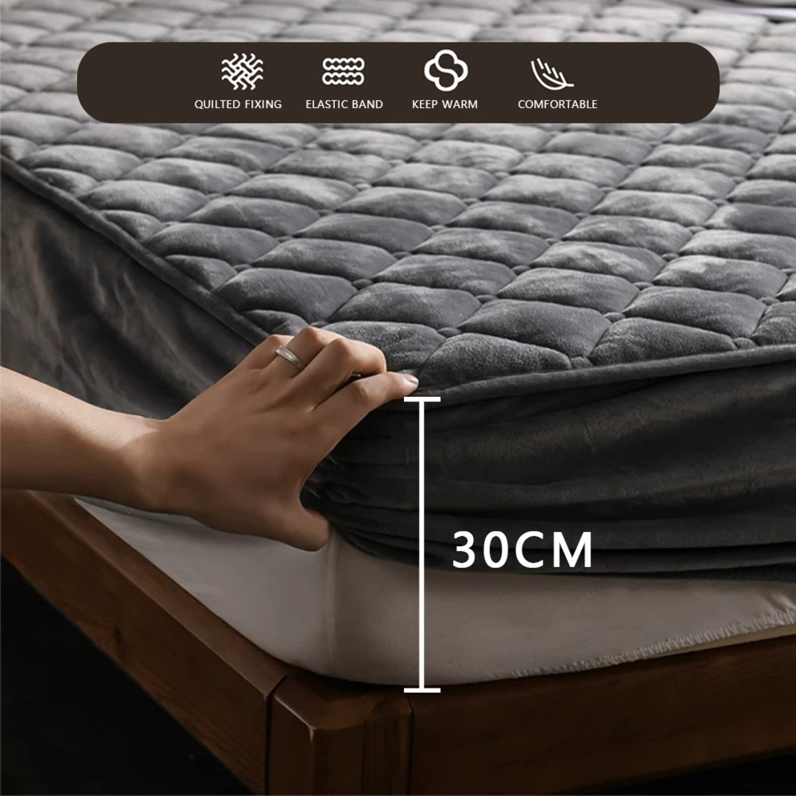 Puszyste prześcieradło z polaru premium, przytulne, kaszmirowe w dotyku, ciepła pościel dla wygodnego, kawowego koloru, 90 x 200 cm + kieszeń o głębokości 25 cm