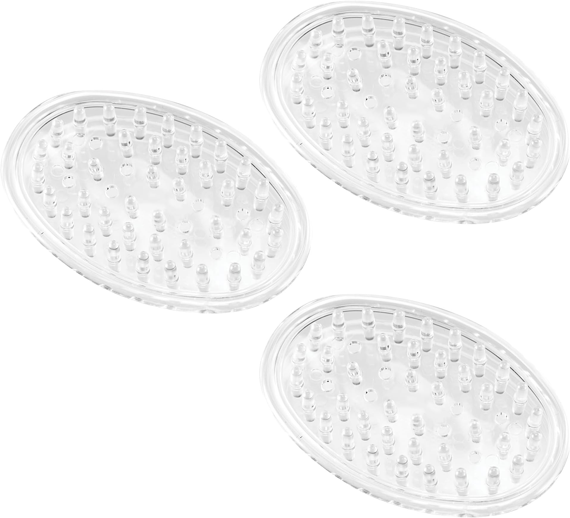 iDesign Plastic Soap Dish, Soap Saver, and Kitchen Sponge Holder - Set of 3, 0.75” x 3.25” x 4.75”, Clear