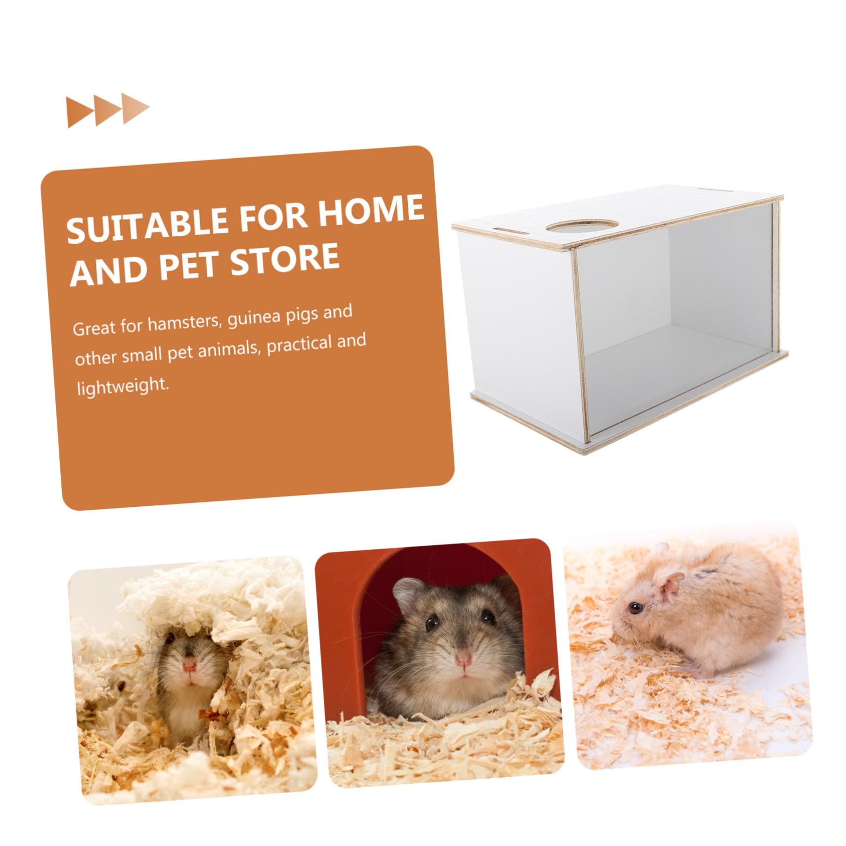 FRCOLOR Dekorative für Meerschweinchen Hamster und Multifunktions Sandbad Sandbadewanne mit Acrylglas Holz Leicht und Schmutzabweisend als Kleine Haustiere Zuhause