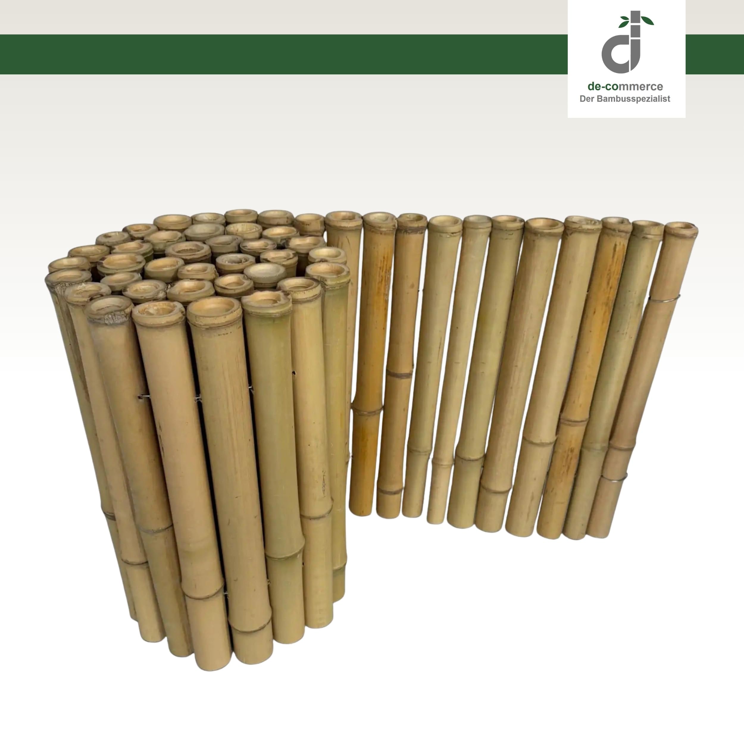 DE-COmmerce Bambus Beetumrandung ATY Nature (H x B) 45 x 200 cm Oben geschlossen Rasenkante Beeteinfassung Beetbegrenzung Bambuszaun für Garten