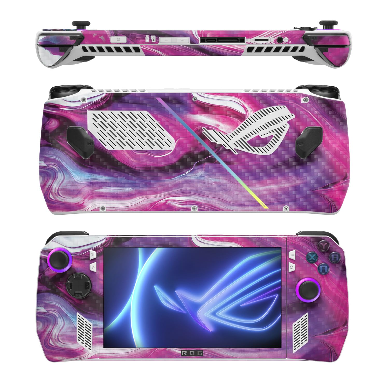 MightySkins Carbon Fiber Skin Compatible with Asus ROG Ally - Pink Melt | Protective, Durable Textured Carbon Fiber Finish | Easy to Apply, Remove, and Change Style