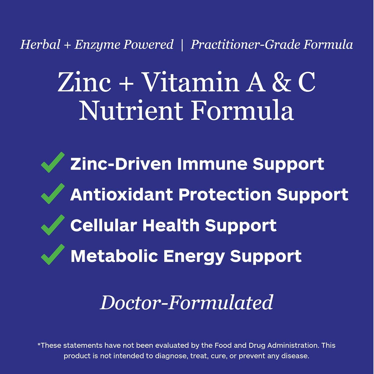 Zinc Immune Support Supplement with Vitamin C, Beta Carotene and Citrus Bioflavanoids Antioxidant Immune Support - 90 Vegetarian Capsules