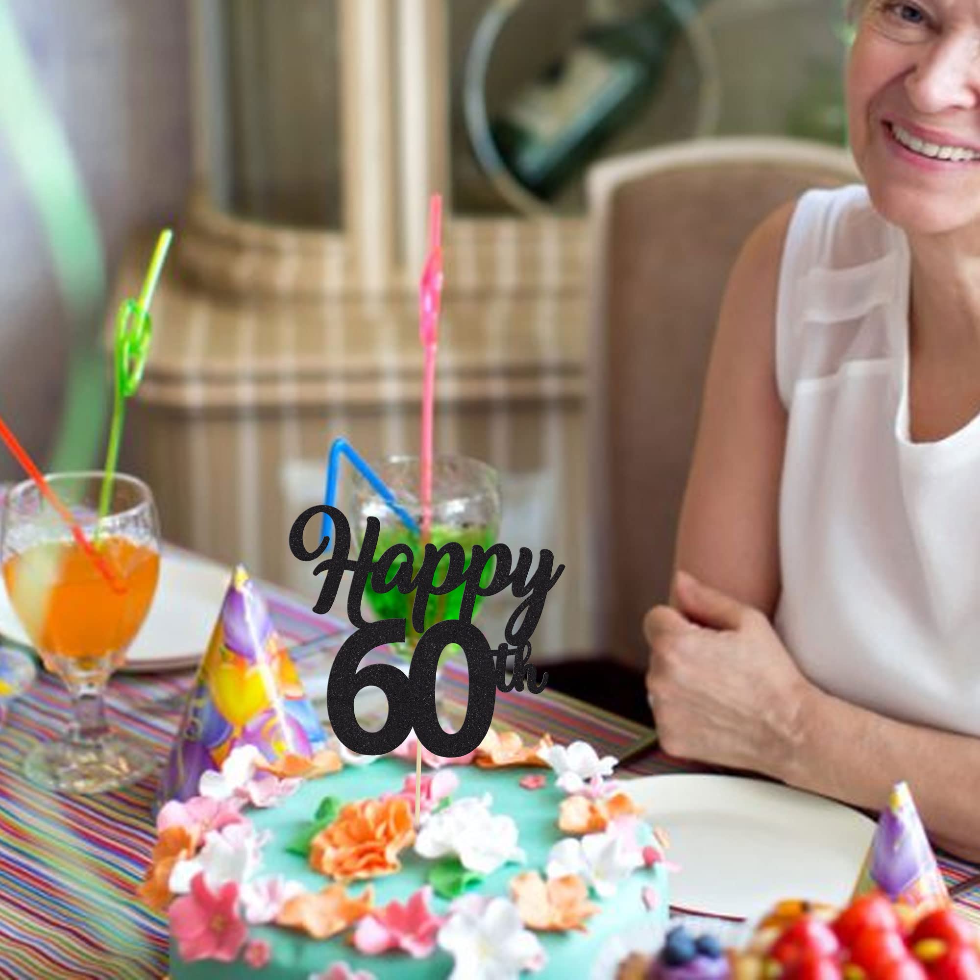 Gyufise Lot De 1 Décoration De Gâteau D'anniversaire « Happy 60th