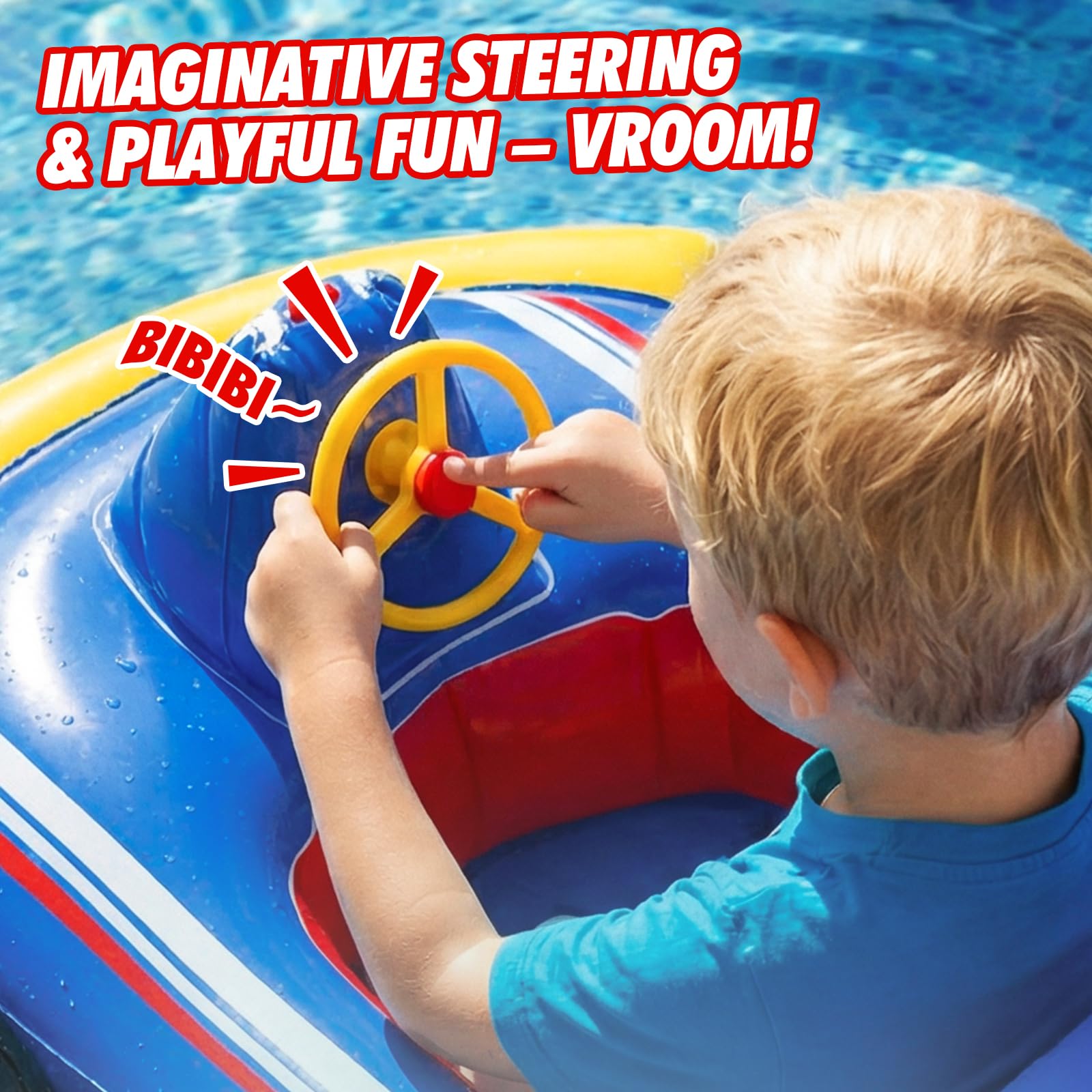 Lehoo Castle Gommone Gonfiabile con Pistola ad Acqua e Volante Sonoro, Ausilio di Galleggiamento Go-kart per Bambini dai 3 ai 6 Anni, Seggiolino da Piscina Sicuro per Giochi Acquatici Estivi
