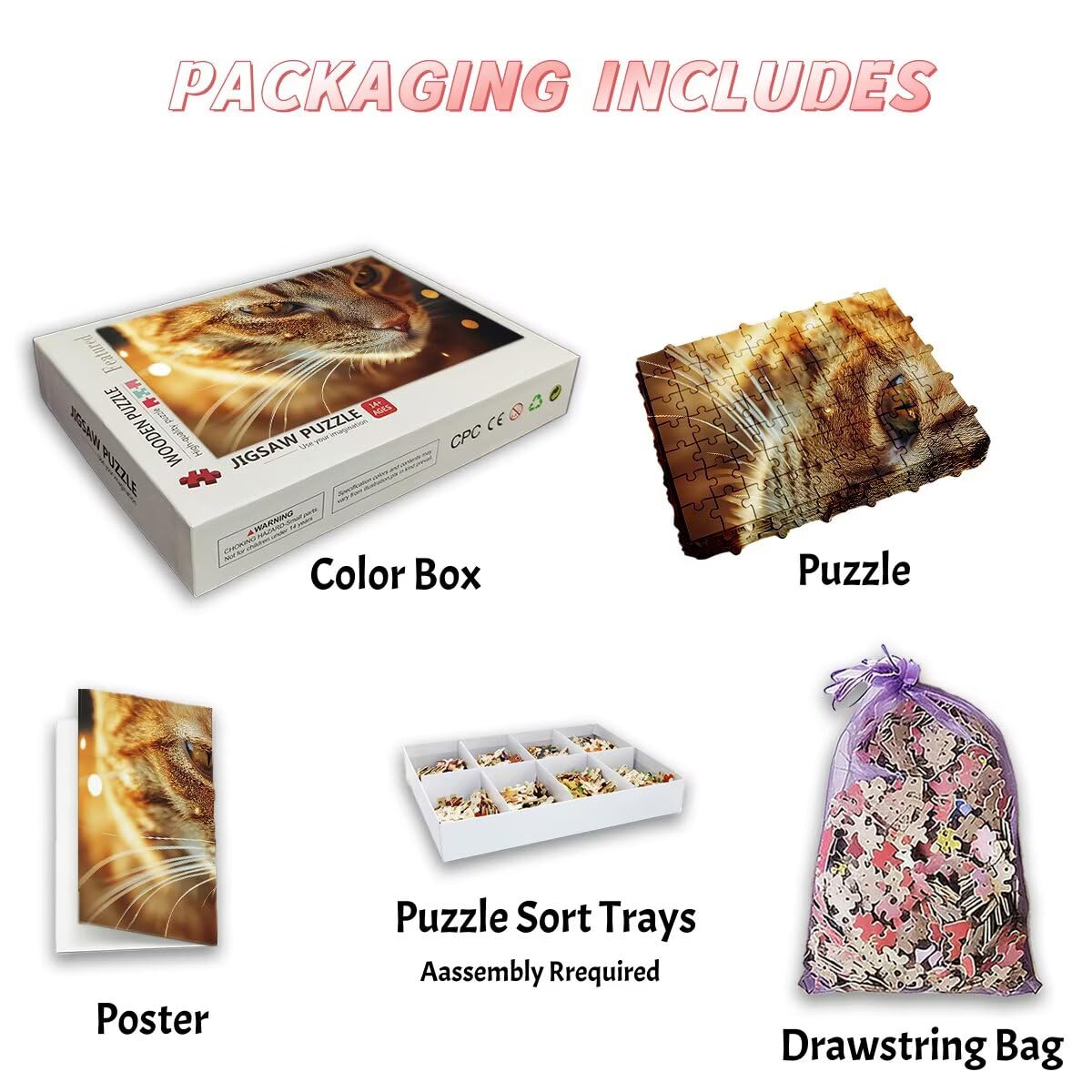 Puzzle 4000 Pezzi Gatto, Puzzle Adulti Animale, Puzzles in Legno con Squisita Scatola di Imballaggio, Classici Puzzles Educativi per Adulti eTutta La Famiglie, Come Regalo Uomo, Decorazioni Casa -3599