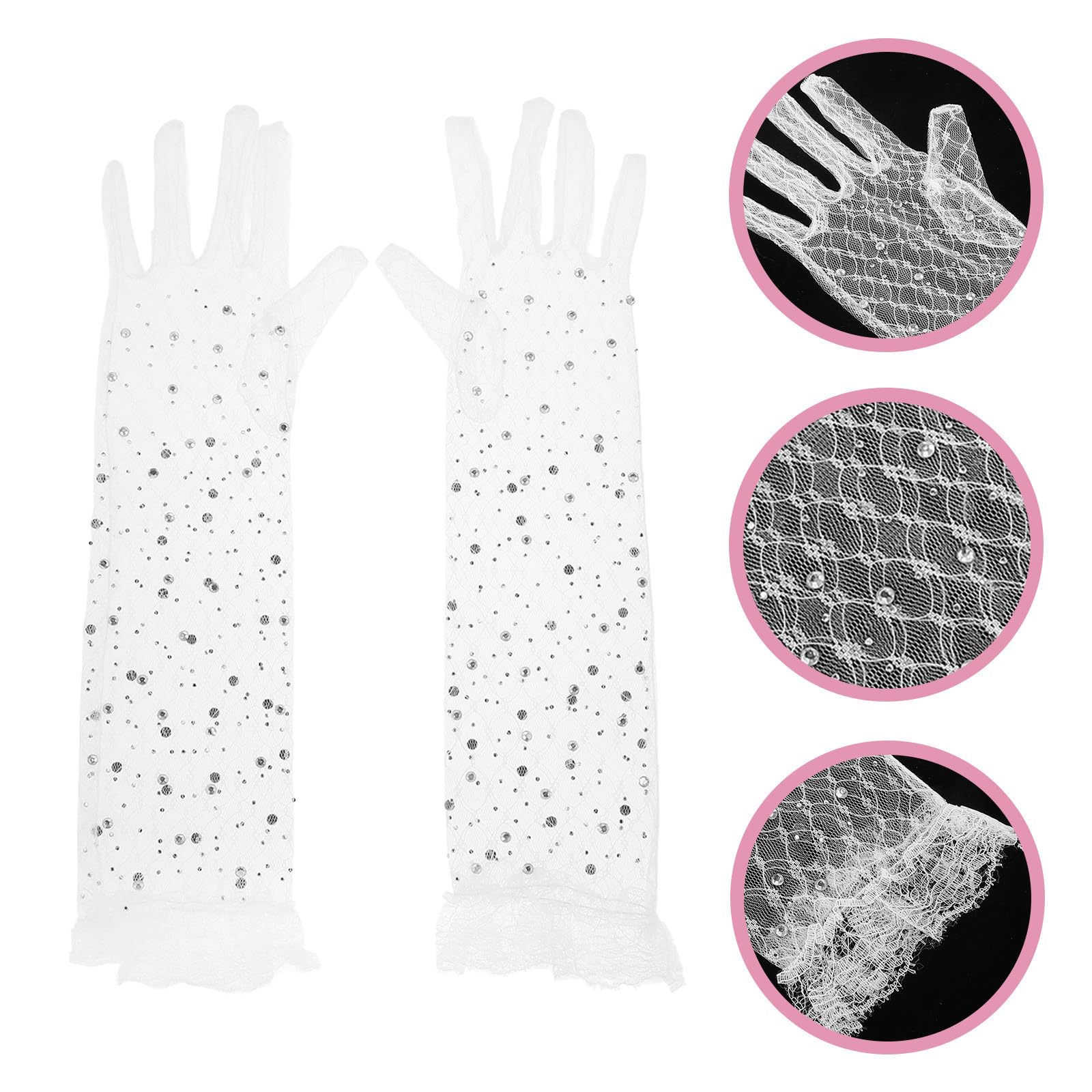 Abaodam 3 Pares Guantes Largos de Encaje Blanco para Mujer Diseño Elegante y Material Transpirable para Bodas y Eventos Formales