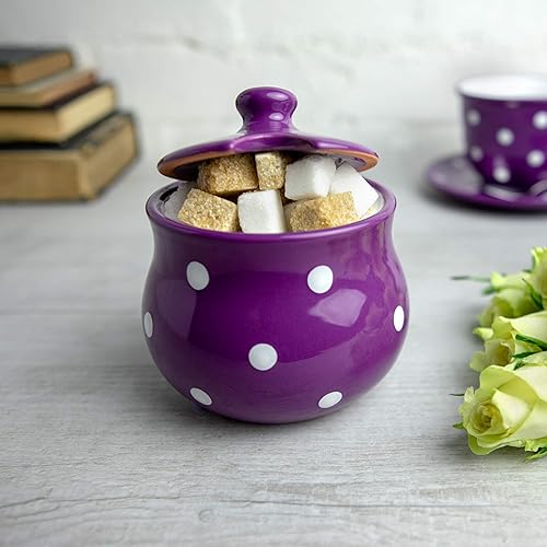 Miniatura 5 de City to Cottage Azucarero de cerámica con tapa, condimento de azúcar de 10 onzas para barra de café, tazón dispensador de azúcar, olla de