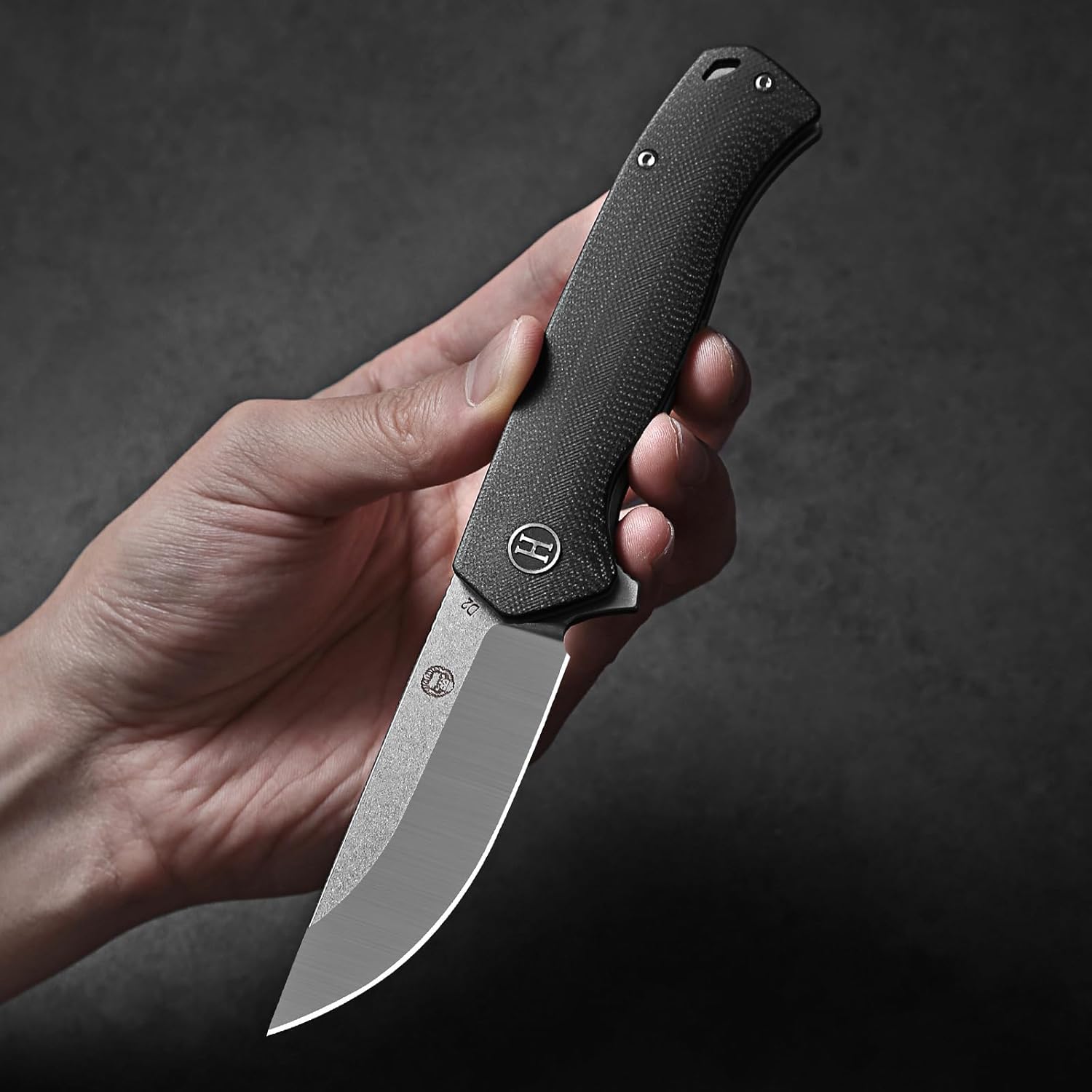 Holtzman's Gorilla Survival Pathfinder Folding Knife with G10 Handle and D2 Steel Blade, Gift Box Set (Silver+Red) - Ideal for Everyday Carry