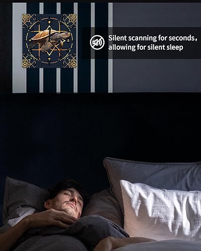 Miniatura 6 de Sea Turtle Wooden Wall Clock Silent Non Ticking, Yellow Geometric Line Coastal Navy Blue Square Wall Clock Battery Operated, Decor Clock for Home