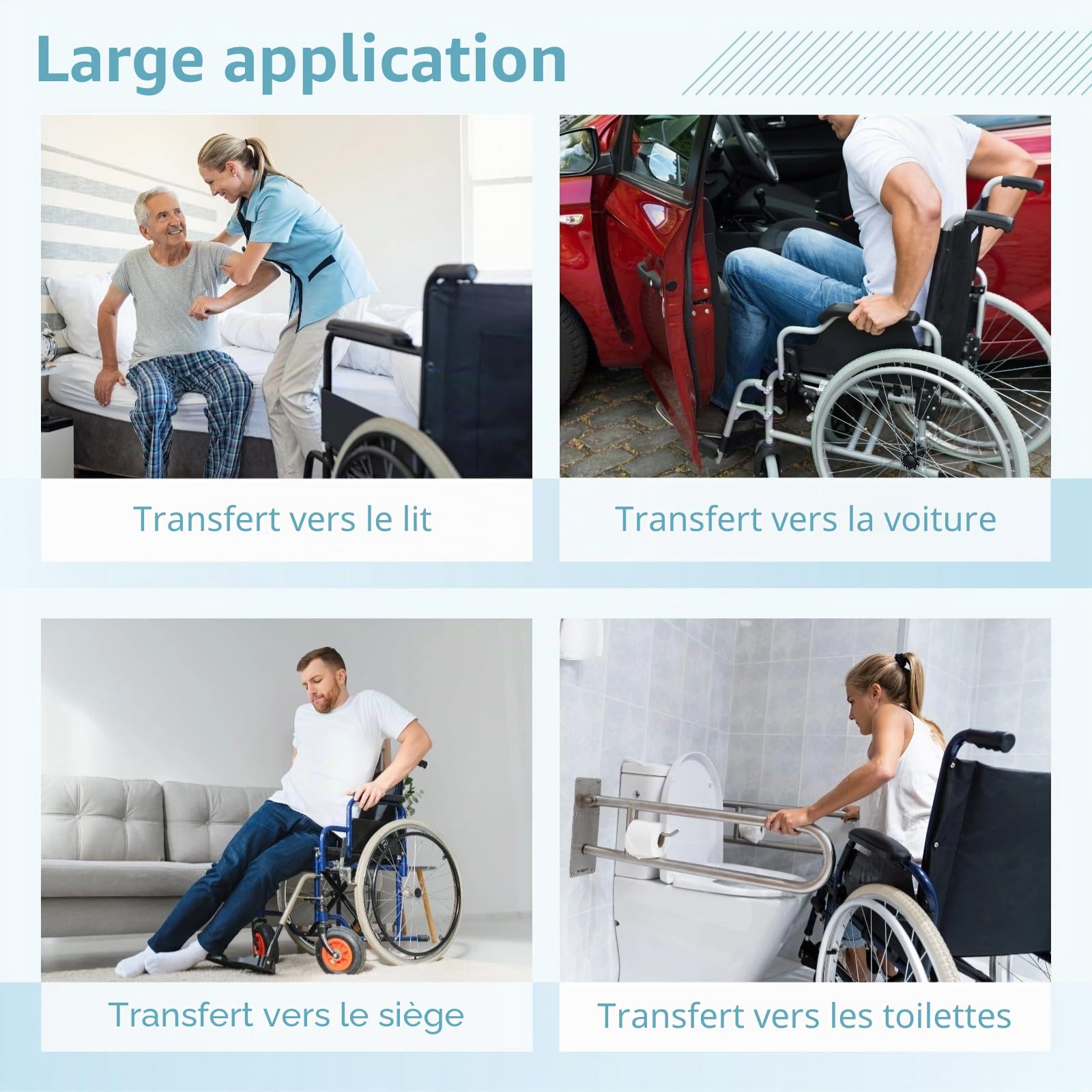 CACAZI Planche à glisser, aide au glissement du patient, planche de transfert pour transférer les patients du fauteuil roulant au lit, aux toilettes ou dans la voiture, planche antidérapante avec
