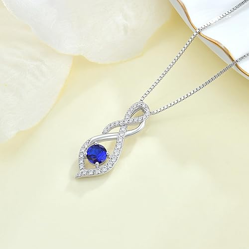 Miniatura 5 de Collar infinito para mujer, plata de ley 925, colgante de piedra natal con cadena de circonita cúbica, regalo de joyería
